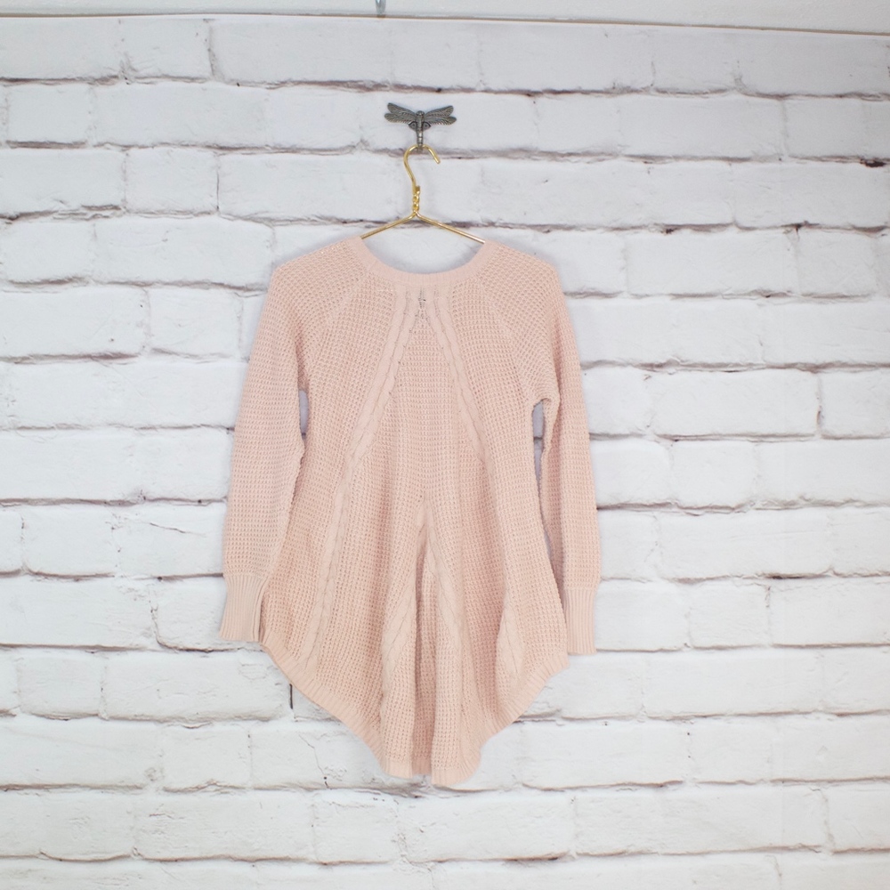 NWOT Agnes & Dora Pink Crewneck Knitted Flare Style Bottom Pullover Sweater Sz S - Picture 7 of 8
